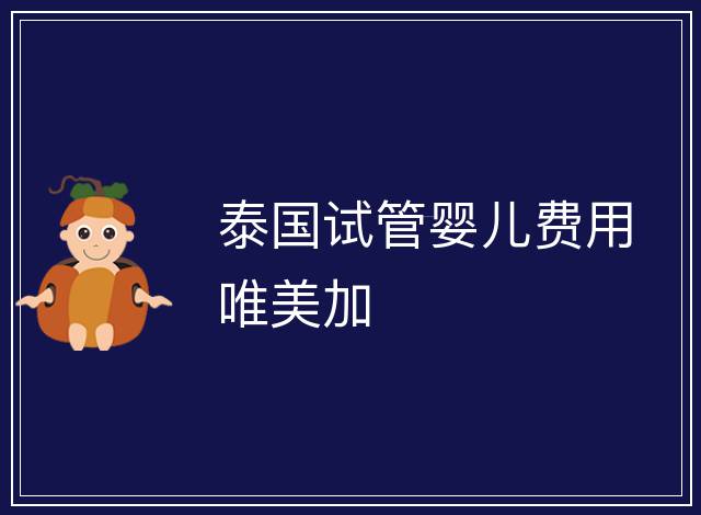 泰國試管嬰兒費用唯美加