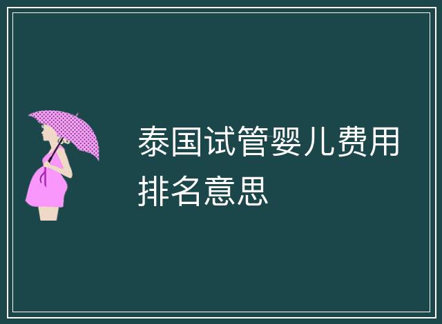 泰國試管嬰兒費用排名意思