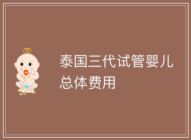 泰國三代試管嬰兒總體費用