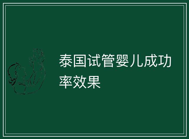 泰國試管嬰兒成功率效果